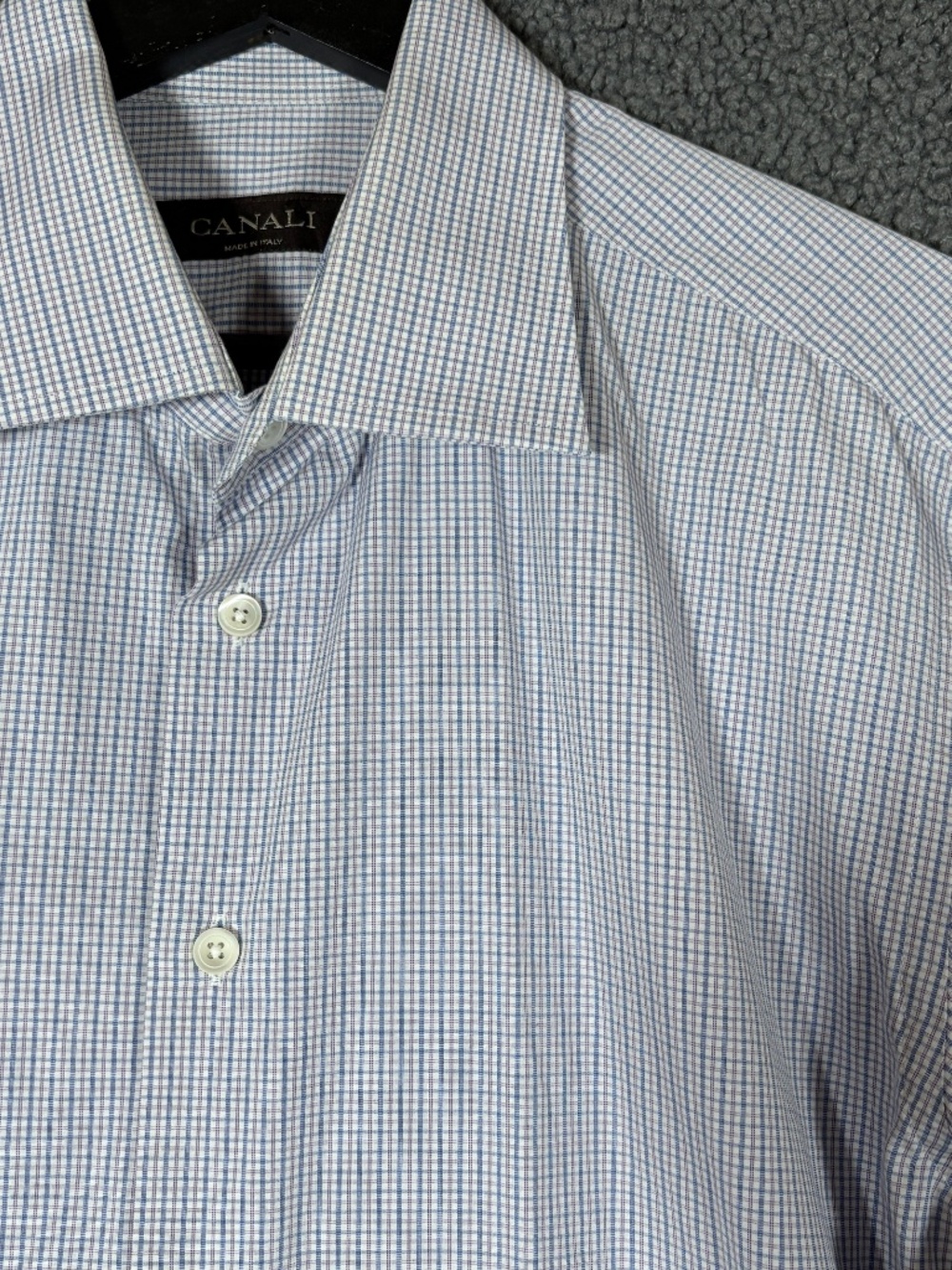 Canali Italy Made Check Button Up Long Sleeve Shirt - Men's Size 42 / 16.5